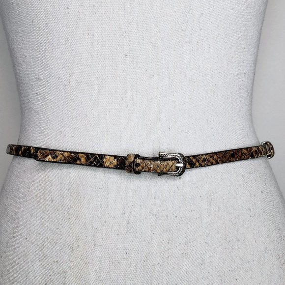 Brighton Super Skinny Snakeskin Cross Concho Belt S 28 - Picture 2 of 10